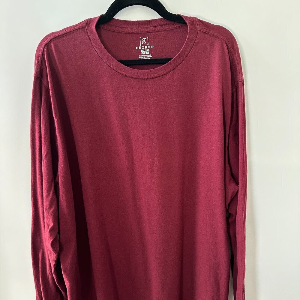Red XXL George Long Sleeve Tee Shirt  100% Cotton